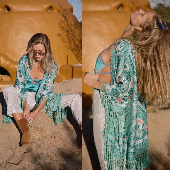 New arnhem azalea kimono robe turquoise XS/S BNWT - Picture 3 of 16